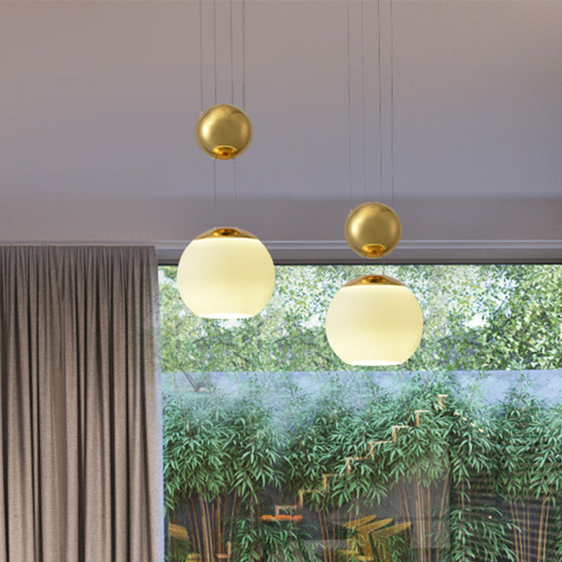 Modern Cream Glass Pendant Lamp With Gold Finish - Ideal For Restaurant Lighting