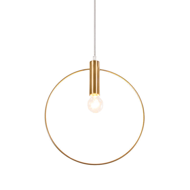 Gold Metallic Bedroom Suspension Lamp with Simple Tube Down Lighting