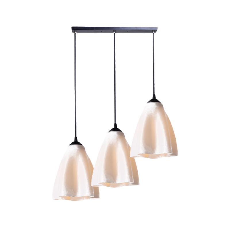 Rose Gold Glass Modernistic Flower Pendant Light - 3 Heads, Living Room Hanging Lamp - Linear/Round Canopy