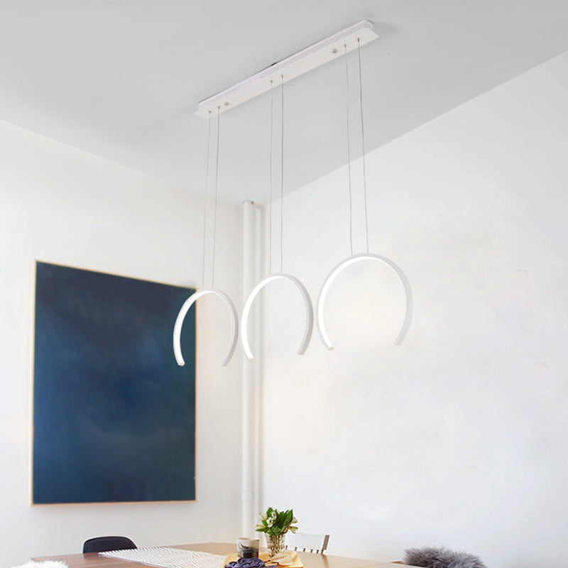 Simple C-Shape Acrylic LED Pendant Light for Dining Room - White/Coffee