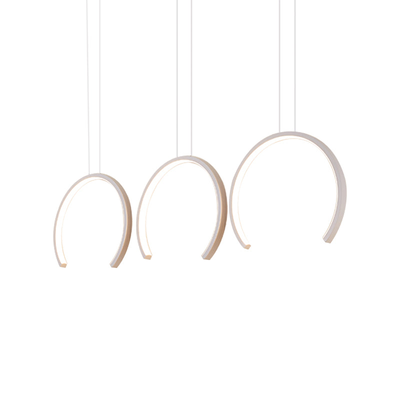 Simple C-Shape Acrylic LED Pendant Light for Dining Room - White/Coffee