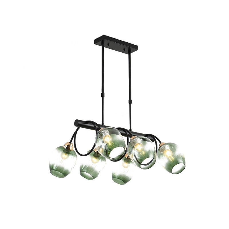 Contemporary Blue Glass Bud Pendant Chandelier with Gradual Dimpled Design
