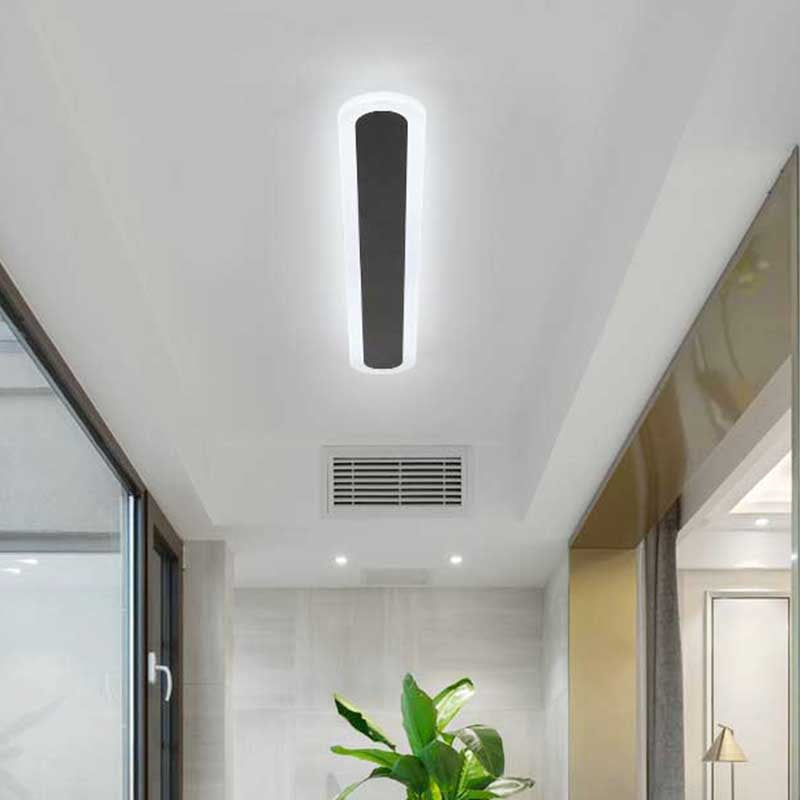 Plafonnier LED noir minimaliste - Forme oblongue large - Plusieurs options de taille - Lampe de plafond pour couloir - Lumière blanche