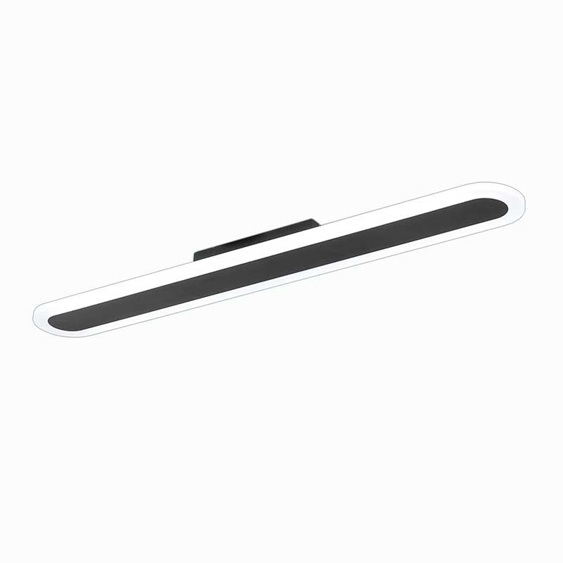 Plafonnier LED noir minimaliste - Forme oblongue large - Plusieurs options de taille - Lampe de plafond pour couloir - Lumière blanche