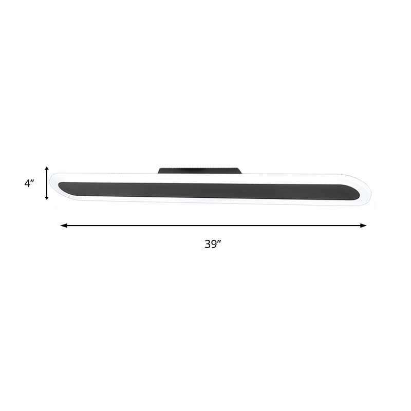 Plafonnier LED noir minimaliste - Forme oblongue large - Plusieurs options de taille - Lampe de plafond pour couloir - Lumière blanche