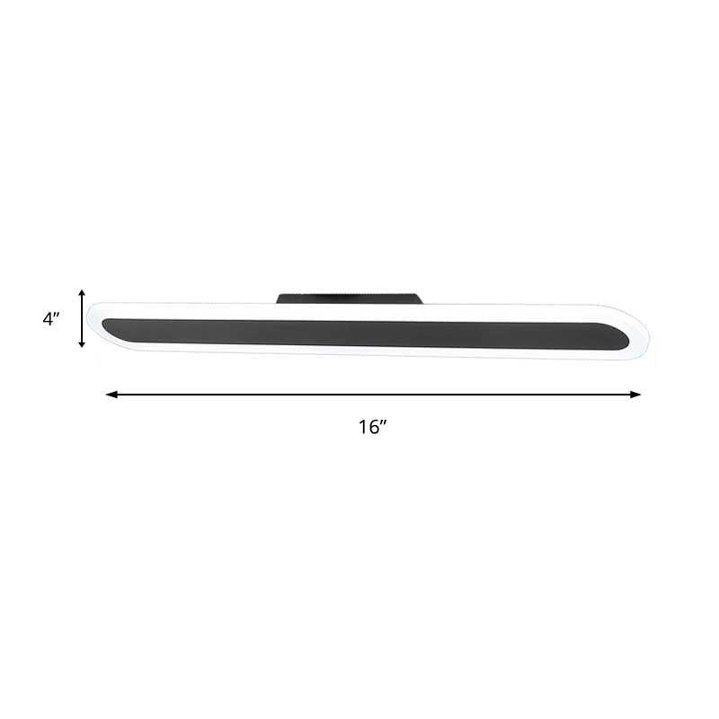 Plafonnier LED noir minimaliste - Forme oblongue large - Plusieurs options de taille - Lampe de plafond pour couloir - Lumière blanche