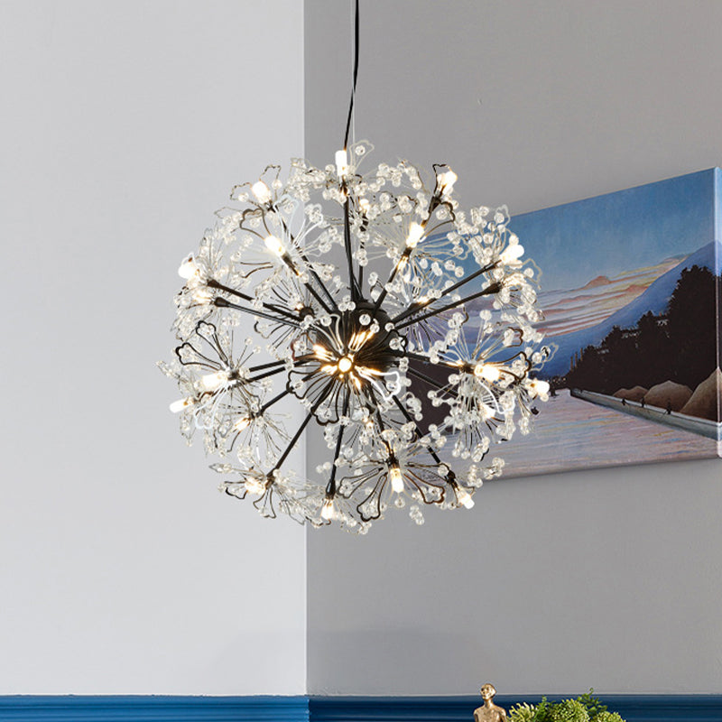 Contemporary Metallic Dandelion Chandelier Pendant Light - Brass Ceiling Lamp (24 Lights)