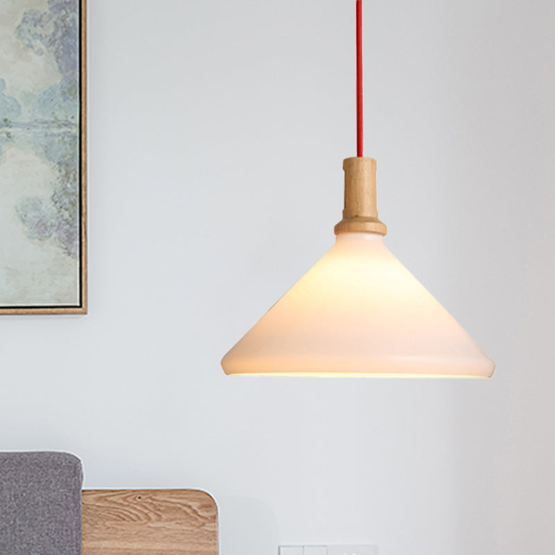 Suspension conique nordique - Verre givré, blanc - Suspension de plafond pour salle à manger