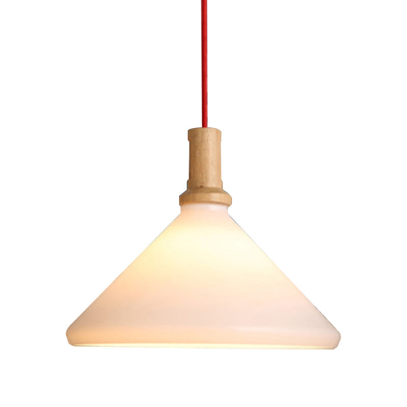 Suspension conique nordique - Verre givré, blanc - Suspension de plafond pour salle à manger