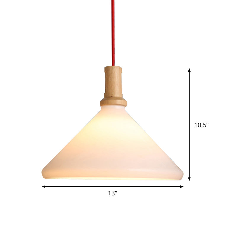 Suspension conique nordique - Verre givré, blanc - Suspension de plafond pour salle à manger