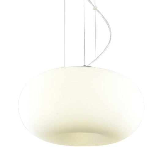 Simple Style White Glass Doughnut Pendant Light 1-Light Hanging Kit 11/14.5/18 Wide