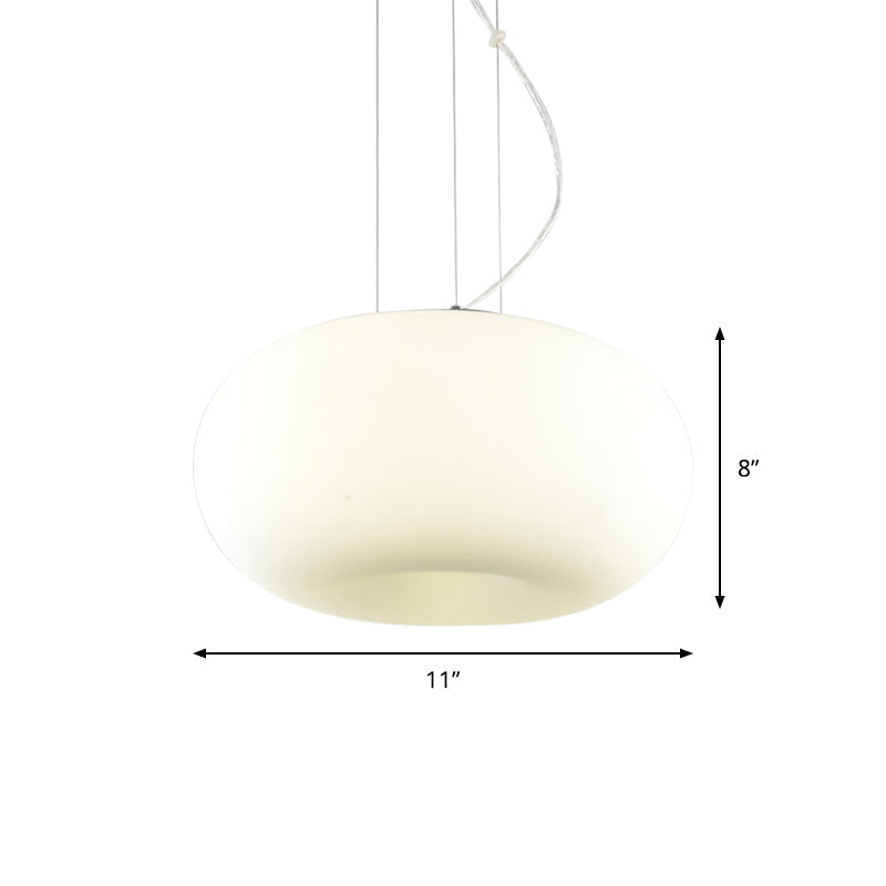 Simple Style White Glass Doughnut Pendant Light - 1-Light Hanging Kit (11"/14.5"/18" Wide)