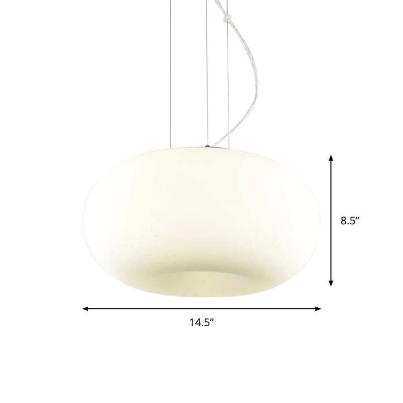 Simple Style White Glass Doughnut Pendant Light - 1-Light Hanging Kit (11"/14.5"/18" Wide)