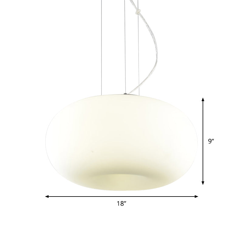 Simple Style White Glass Doughnut Pendant Light - 1-Light Hanging Kit (11"/14.5"/18" Wide)
