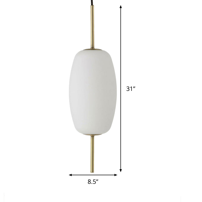 Modern White Glass Oval Pendant Light for Dining Room - 6"/8"/8.5" Wide, Hanging Ceiling Fixture with 1 Light