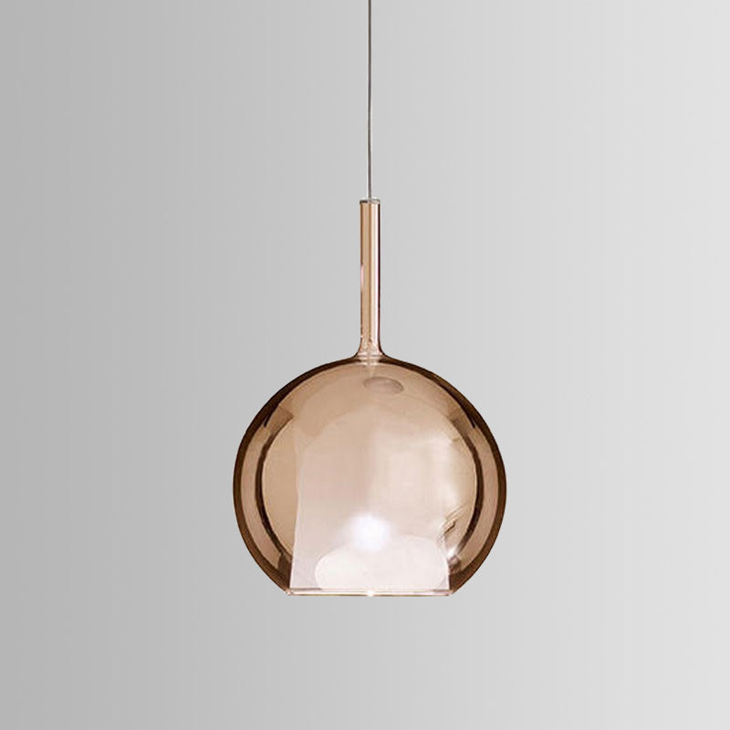Contemporary Cognac Glass Globe Pendant Light Fixture – Dining Room Hanging Light Kit, 6"/8"/10" Wide