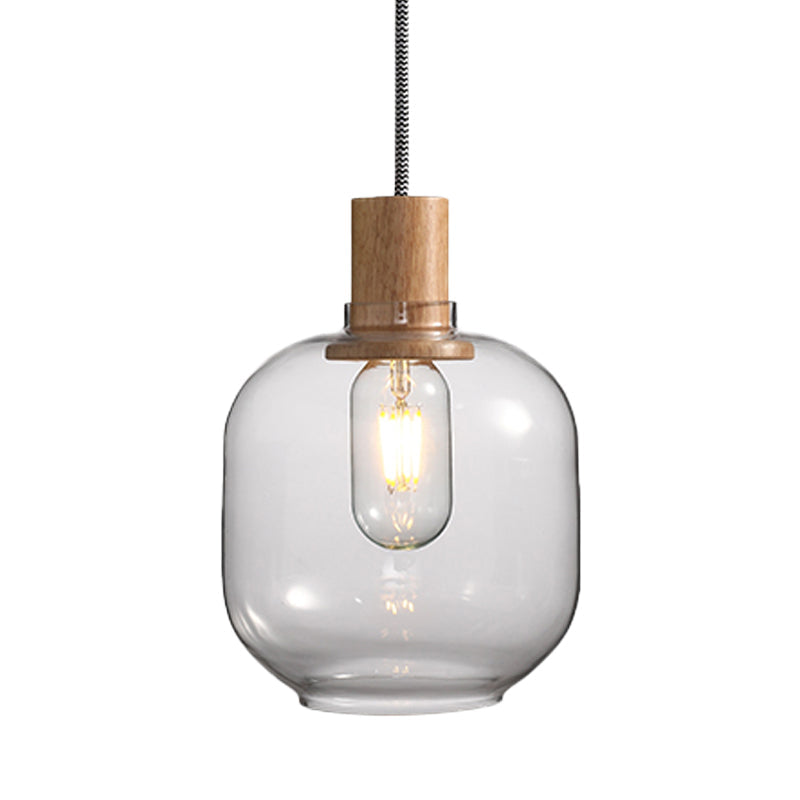 Nordic Clear Glass Jar Hanging Light Fixture for Bedroom - 1 Light Kit - 5"/6" Wide
