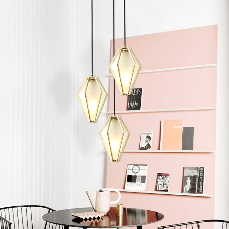 Modern Green/White Glass Diamond Pendant Light - 5/6.5/10 Width 1-Light Office Hanging Ceiling