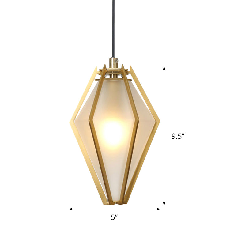 Modern Diamond Office Pendant Light, Green/White Glass, 5"/6.5"/10" Wide, 1-Light, Hanging Ceiling Fixture