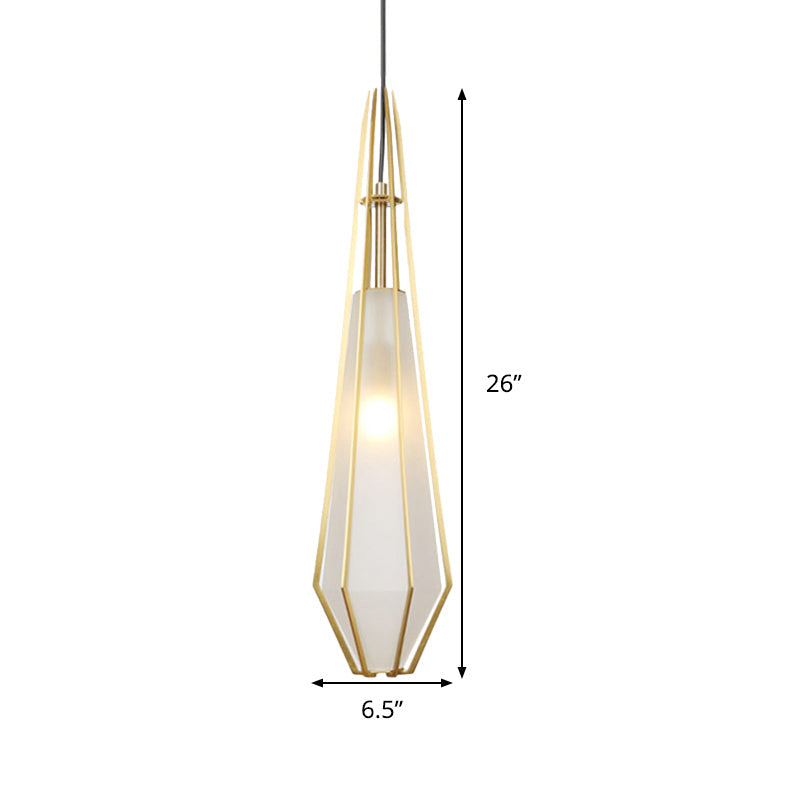 Modern Diamond Office Pendant Light, Green/White Glass, 5"/6.5"/10" Wide, 1-Light, Hanging Ceiling Fixture