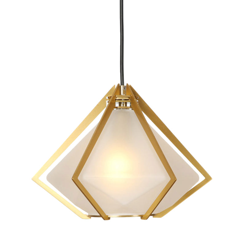 Modern Green/White Glass Diamond Pendant Light - 5/6.5/10 Width 1-Light Office Hanging Ceiling