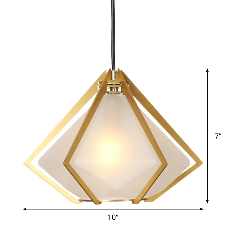 Modern Green/White Glass Diamond Pendant Light - 5/6.5/10 Width 1-Light Office Hanging Ceiling