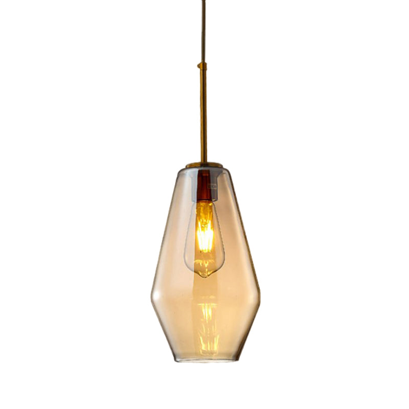Modern Amber Pendant Lamp for Dining Room with Glass Shade – Triangle/Drum/Cone, 6.5"/9"/12" Wide