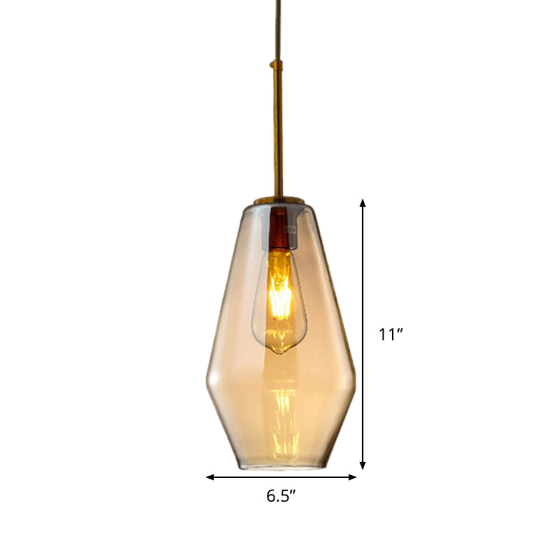 Modern Amber Pendant Lamp for Dining Room with Glass Shade – Triangle/Drum/Cone, 6.5"/9"/12" Wide