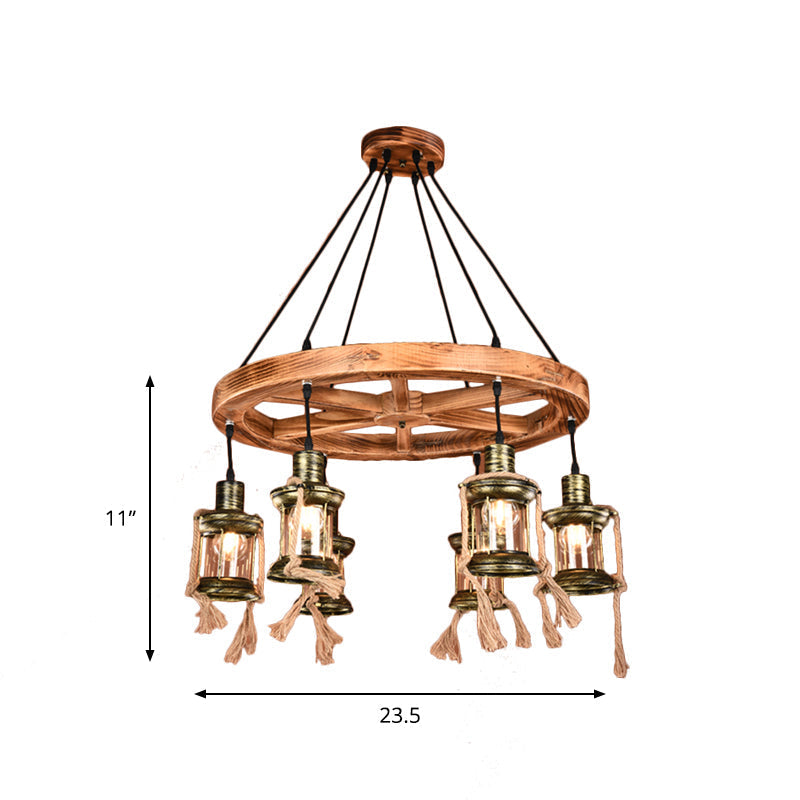 Lustre suspendu en métal à 6 lumières en bronze côtier : lampe suspendue au kérosène pour le salon