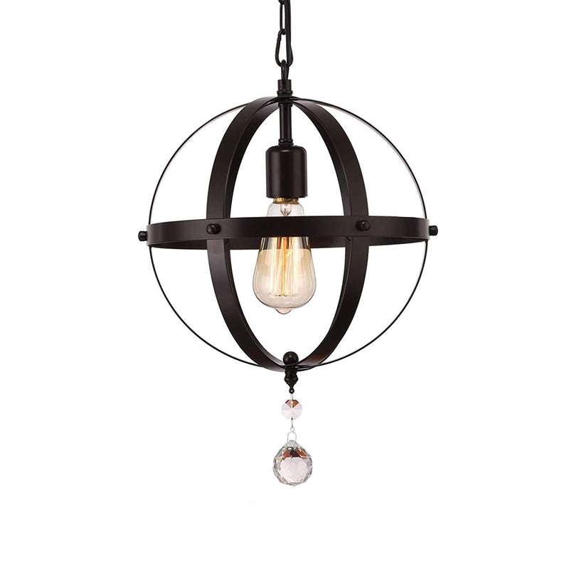 Vintage Globe Ceiling Pendant Light in Black for Dining Room - Metal, 1-Light