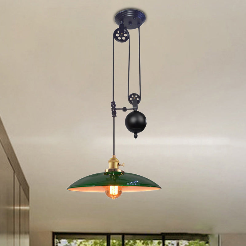 Industrial Dome Metal Ceiling Light - Black/White/Red