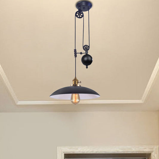 Industrial Dome Metal Ceiling Light - Black/White/Red