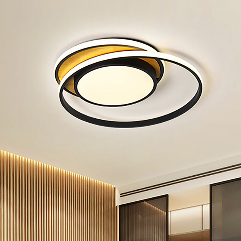 Ultra Thin Modern Metal LED Flush Ceiling Light in Black/White - White/Warm Light, 18"/21.5" Wide