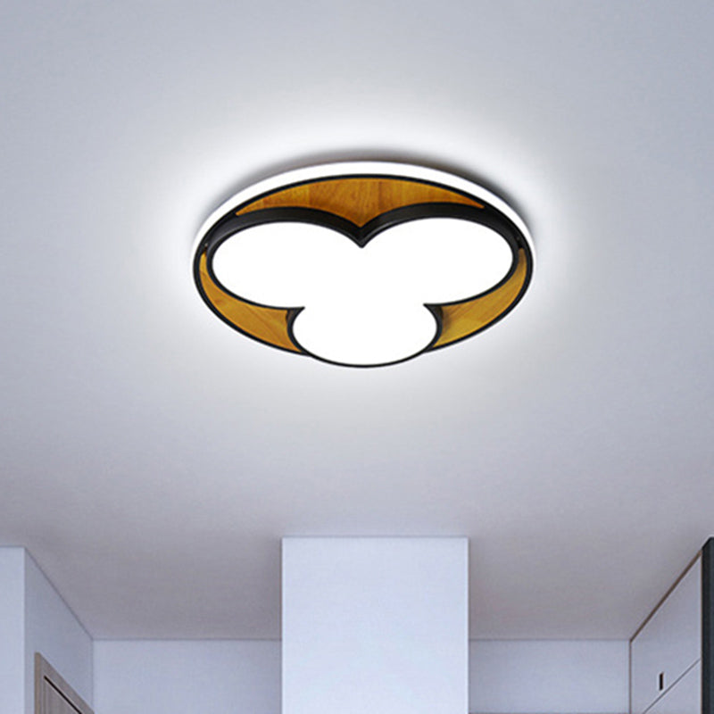 Nordic LED Flush Ceiling Light: Black/White Flower Design, 16.5"/20.5" Wide, White/Warm Light