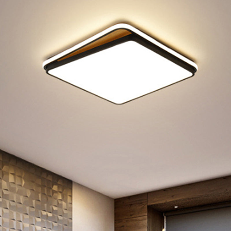 Modern LED Flush Mount Lighting Fixture - Brick Metal Design in White/Black, Available in White or Warm Light, 16.5"/20.5" Wide