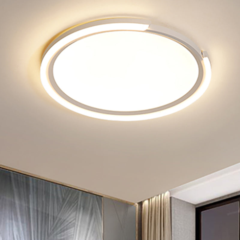 Modern LED Round Acrylic Flush Mount Lighting - 15"/18"/23" Wide - White/Black/Gold - Warm Light