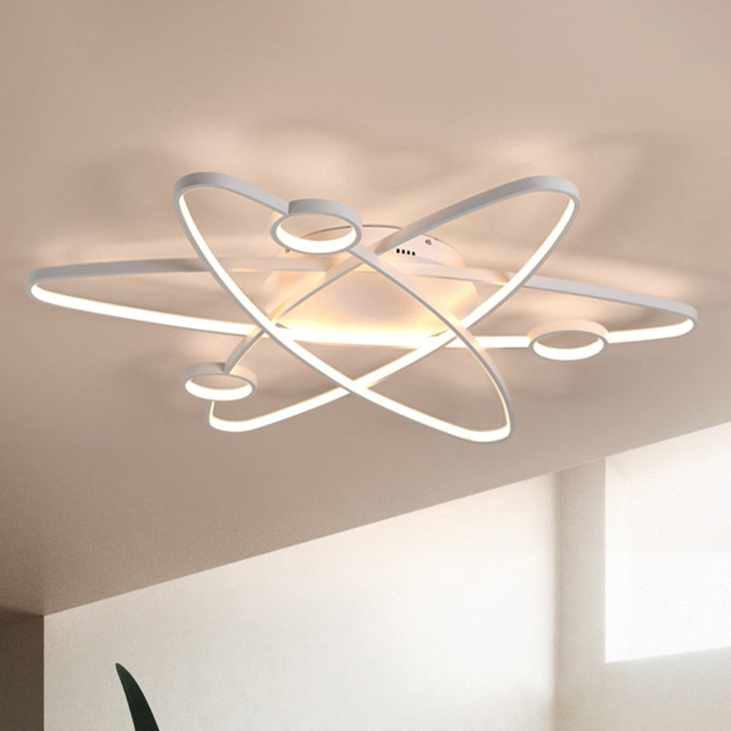 Modern Oval Flush Ceiling Lamp with LED Acrylic White/Coffee Finish in Warm Light - 23.5"/31.5"/39" Wide
