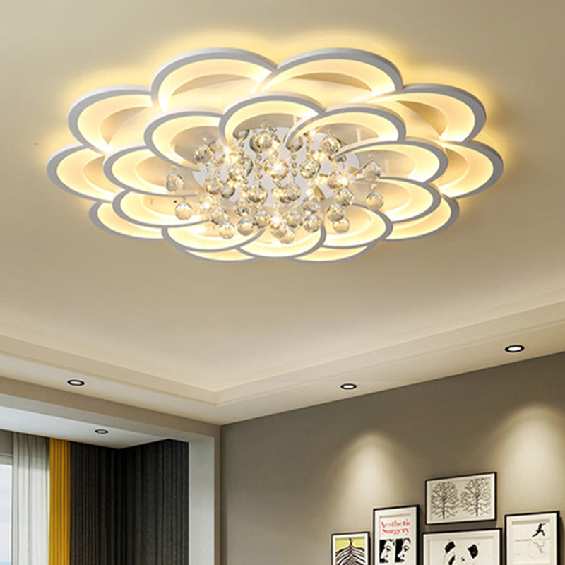 Plafonnier LED moderne en forme de fleur en acrylique - Chaud/blanc - 20,5"/27"/31,5" de large - pour salon