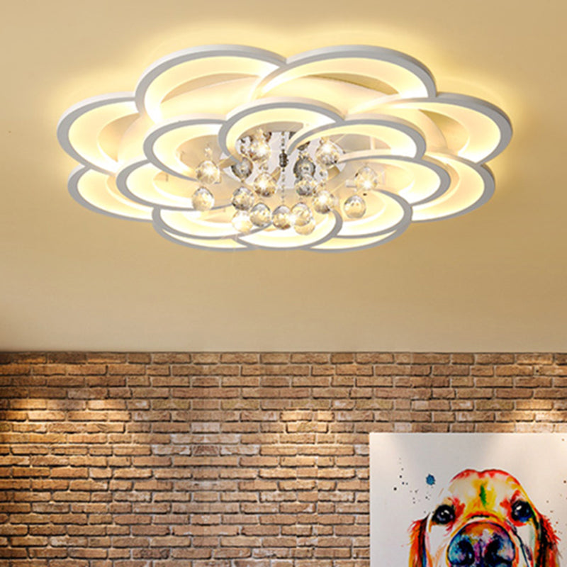 Plafonnier LED moderne en forme de fleur en acrylique - Chaud/blanc - 20,5"/27"/31,5" de large - pour salon