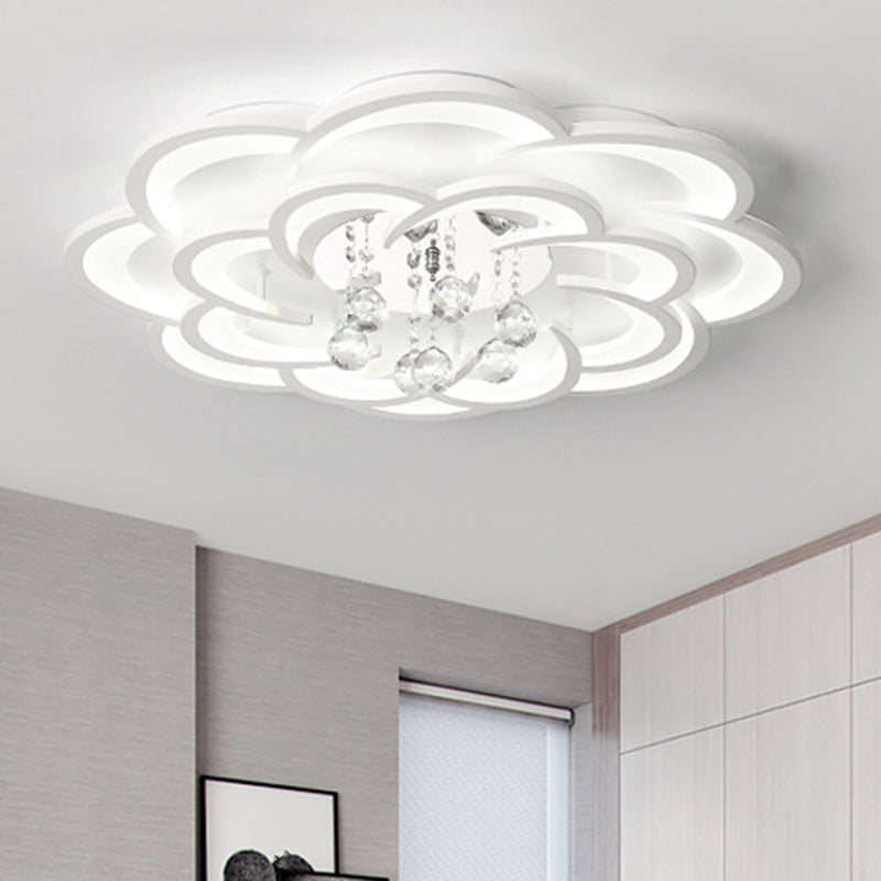 Plafonnier LED moderne en forme de fleur en acrylique - Chaud/blanc - 20,5"/27"/31,5" de large - pour salon