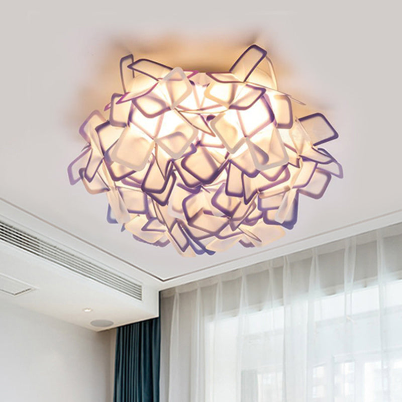 Contemporary LED Blossoming Flower Acrylic Flush Mount Ceiling Light Fixture in White/Black/Blue