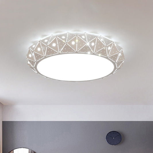 18/25.5 Round Led Flush Mount Ceiling Lamp In Warm/White Light With Acrylic Design