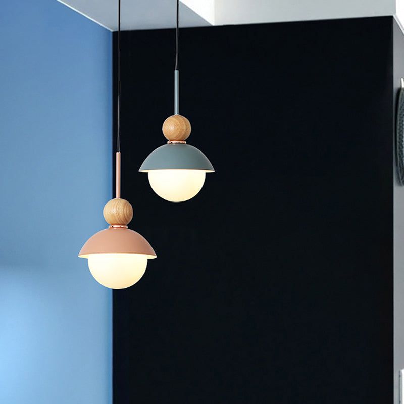 Sunny Doll Hanging Light Macaron Metallic Suspension Lamp - 1 Bulb in Pink/Light Blue for Dining Room