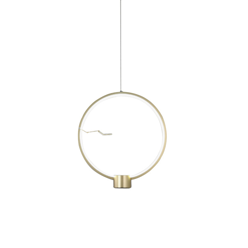 Minimalist Gold LED Ceiling Pendant Light with White/Warm Lighting - Ring Metal Fixture