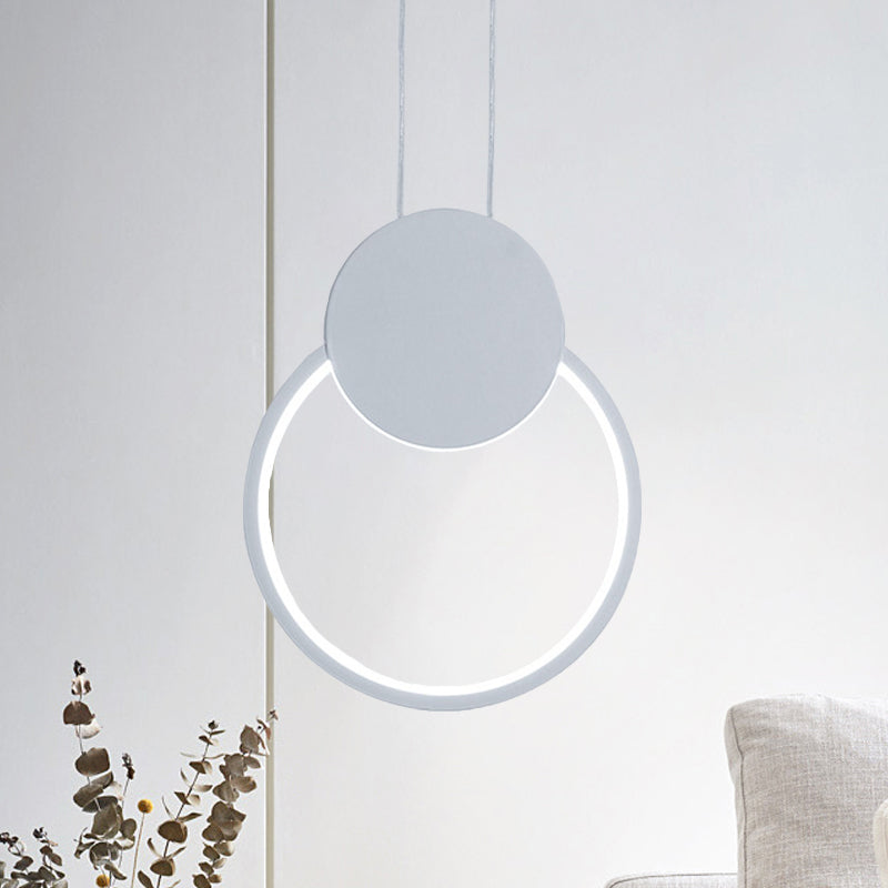 Modern Round LED Suspension Light in White/Black - Perfect Bedside Lamp with White/Warm Light