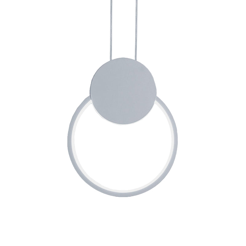 Modern Round LED Suspension Light in White/Black - Perfect Bedside Lamp with White/Warm Light