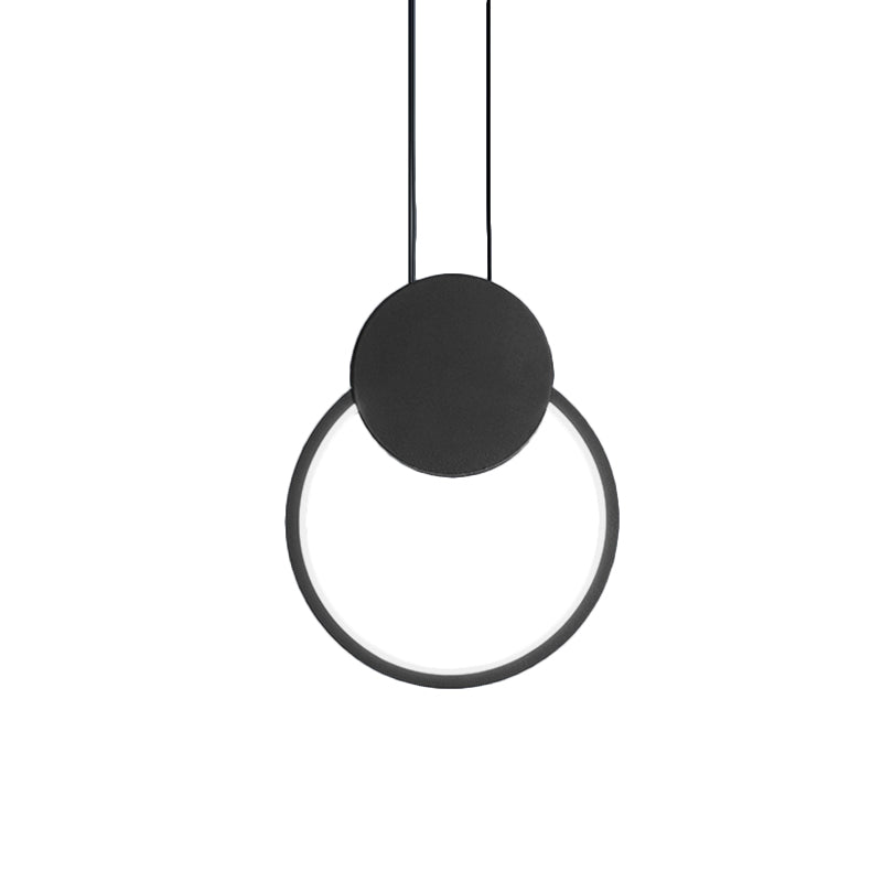 Modern Round LED Suspension Light in White/Black - Perfect Bedside Lamp with White/Warm Light