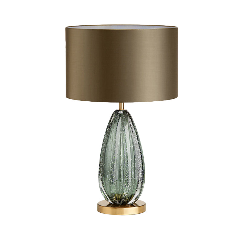 Green Small Desk Lamp - Modernist Fabric With Straight Sided Shade