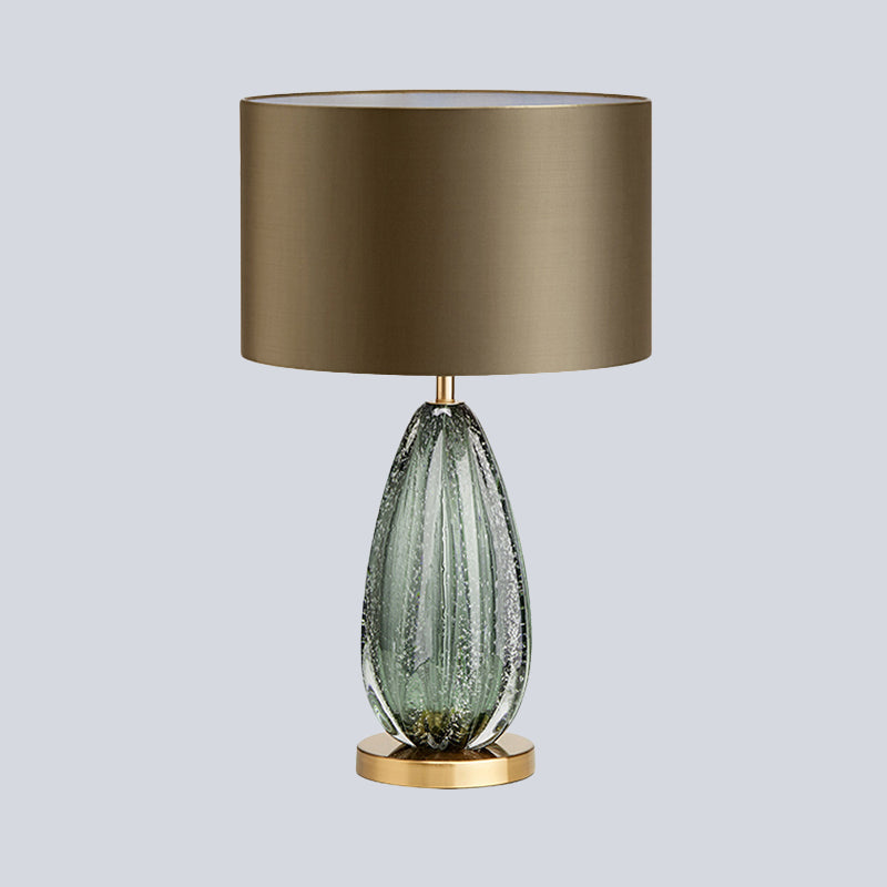 Green Small Desk Lamp - Modernist Fabric With Straight Sided Shade