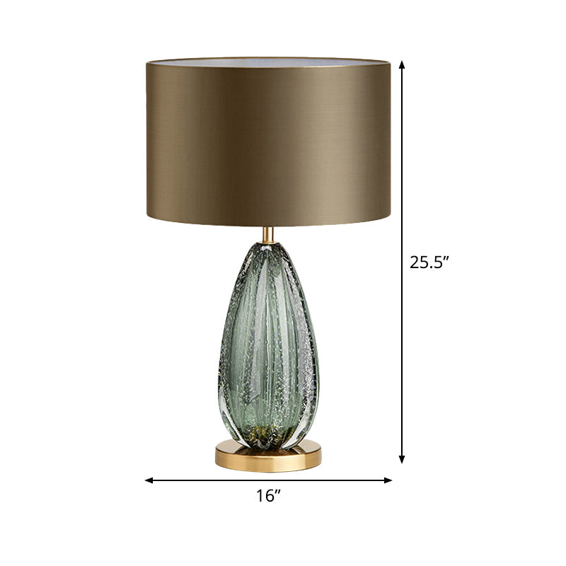 Green Small Desk Lamp - Modernist Fabric With Straight Sided Shade